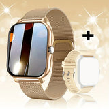 NNEDSZ Steel Bracelet With Silicone Strap Gold Smart Fitness Watch with Large Display - 24 Sport Modes, Heart Rate Monitor & More