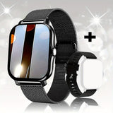 NNEDSZ Steel Bracelet With Silicone Strap Black Smart Fitness Watch with Large Display - 24 Sport Modes, Heart Rate Monitor & More