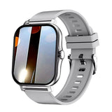 NNEDSZ Single Silicone Strap Silver Smart Fitness Watch with Large Display - 24 Sport Modes, Heart Rate Monitor & More