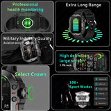 NNEDSZ Black Rugged Smart Fitness Watch - Waterproof, Multi-Sport Modes, and Health Tracking