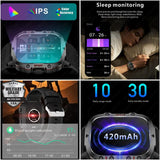 NNEDSZ Black Rugged Smart Fitness Watch - Waterproof, Multi-Sport Modes, and Health Tracking
