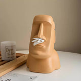 NNEDSZ Orange Creative Moai Tissue Holder - Fun and Unique Decorative Dispenser