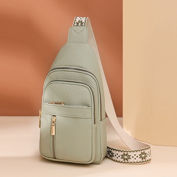 NNEDSZ Green Stylish PU Leather Crossbody Sling Bag - Compact and Multi-Functional