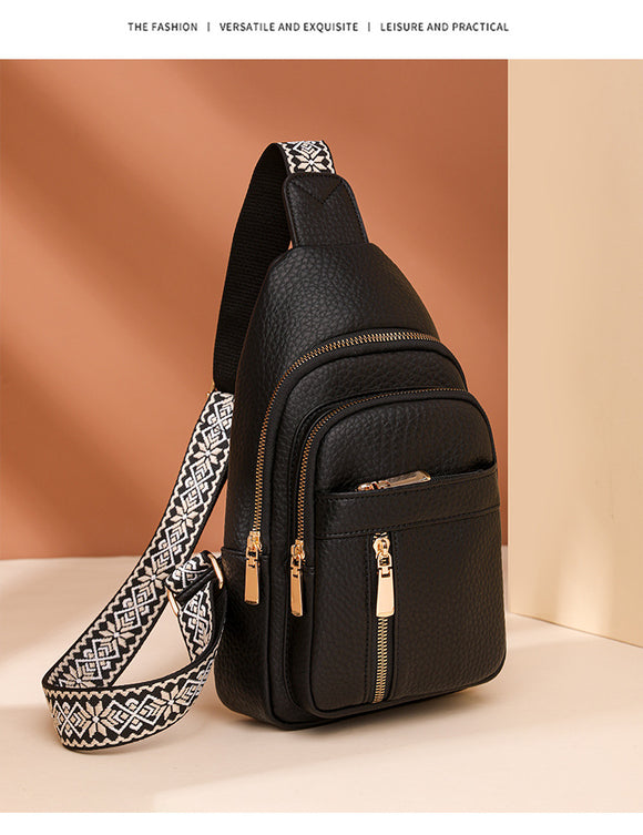 NNEDSZ Black Stylish PU Leather Crossbody Sling Bag - Compact and Multi-Functional