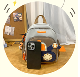NNEDSZ White-blue Kids' Cartoon Backpack - Adorable Excavator Design with Spacious Compartments