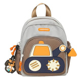 NNEDSZ Grey-brown Kids' Cartoon Backpack - Adorable Excavator Design with Spacious Compartments