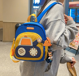 NNEDSZ Grey-brown Kids' Cartoon Backpack - Adorable Excavator Design with Spacious Compartments