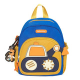 NNEDSZ Blue-yellow Kids' Cartoon Backpack - Adorable Excavator Design with Spacious Compartments