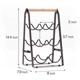 NNEDSZ Folding Metal Wine Rack - Space-Saving 6-Bottle Storage Organizer with Wooden Handle