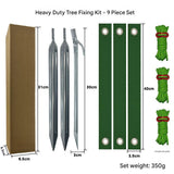 NNEDSZ Silver Spike Heavy-Duty Tree Anchoring Kit - 9-Piece Set with Ground Stakes, Straps, and Ropes