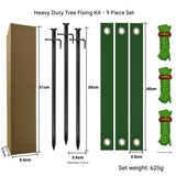 NNEDSZ Black Spike Heavy-Duty Tree Anchoring Kit - 9-Piece Set with Ground Stakes, Straps, and Ropes