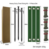 NNEDSZ Black Spike Army Green Windscreens Heavy-Duty Tree Anchoring Kit - 9-Piece Set with Ground Stakes, Straps, and Ropes