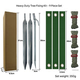 NNEDSZ Silver Spike Army Green Windscreens Heavy-Duty Tree Anchoring Kit - 9-Piece Set with Ground Stakes, Straps, and Ropes