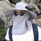 NNEDSZ Light Grey Outdoor Sun Protection Hat with Detachable Face and Neck Flap - UPF 50+