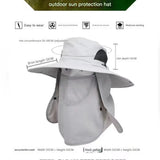 NNEDSZ Beige Outdoor Sun Protection Hat with Detachable Face and Neck Flap - UPF 50+