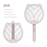NNEDSZ Pink 4-in-1 Foldable Electric Mosquito Swatter - Rechargeable Bug Zapper with UV Light