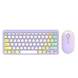 NNEDSZ Purple Wireless Retro Keyboard and Mouse Set - Compact and Colorful Design