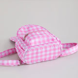 NNEDSZ Blue Kids Bunny Ear Gingham Backpack - Cute Mini Bag for Girls