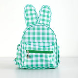 NNEDSZ Green Kids Bunny Ear Gingham Backpack - Cute Mini Bag for Girls