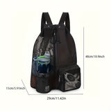 NNEDSZ Yellow Mesh Drawstring Backpack - Lightweight Sports and Beach Bag with Pockets