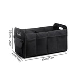 NNEDSZ Black Foldable Car Trunk Organizer - Multi-Compartment Storage Box with Handles