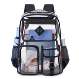 NNEDSZ Black Clear Transparent Backpack - Stylish PVC School Bag with Multiple Pockets