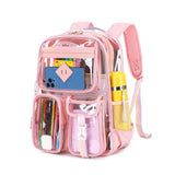 NNEDSZ Pink Clear Transparent Backpack - Stylish PVC School Bag with Multiple Pockets