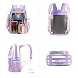 NNEDSZ Purple Clear Transparent Backpack - Stylish PVC School Bag with Multiple Pockets