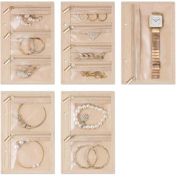 NNEDSZ Portable Jewelry Organizer Inserts – Clear Zippered Pouch Set for Accessories