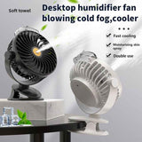 NNEDSZ Blue Portable Clip-On Mist Fan - Rechargeable Cooling Fan with Adjustable Spray Modes