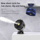 NNEDSZ Blue Portable Clip-On Mist Fan - Rechargeable Cooling Fan with Adjustable Spray Modes