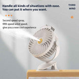 NNEDSZ Black Portable Clip-On Mist Fan - Rechargeable Cooling Fan with Adjustable Spray Modes
