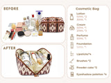 NNEDSZ Coffee Brown Boho Travel Cosmetic Bag - Large Waterproof Makeup Organizer with Handle