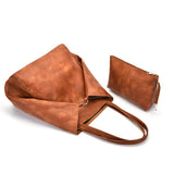 NNEDSZ Grey Classic Large PU Leather Tote Bag with Inner Pouch - Elegant and Functional