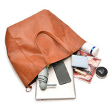NNEDSZ Grey Classic Large PU Leather Tote Bag with Inner Pouch - Elegant and Functional