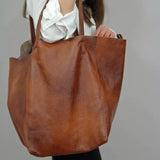 NNEDSZ Grey-green Classic Large PU Leather Tote Bag with Inner Pouch - Elegant and Functional