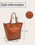 NNEDSZ Yellow Classic Large PU Leather Tote Bag with Inner Pouch - Elegant and Functional