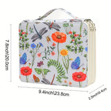NNEDSZ Yellow Floral Design Portable Zippered Pencil Case - 3-Layer Large Capacity Organizer for Stationery & Art Supplies
