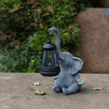 NNEDSZ Grey Meditating Elephant Solar Lantern Statue - Decorative Garden Light for Outdoor Spaces