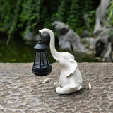 NNEDSZ White Meditating Elephant Solar Lantern Statue - Decorative Garden Light for Outdoor Spaces