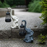 NNEDSZ White Meditating Elephant Solar Lantern Statue - Decorative Garden Light for Outdoor Spaces