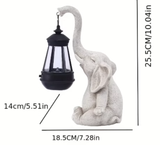 NNEDSZ White Meditating Elephant Solar Lantern Statue - Decorative Garden Light for Outdoor Spaces