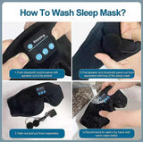 NNEDSZ Black Bluetooth 5.0 Wireless Sleep Eye Mask - Soft Plush Eye Cover with Built-in Speakers (13 x 16.5 x 6 cm)