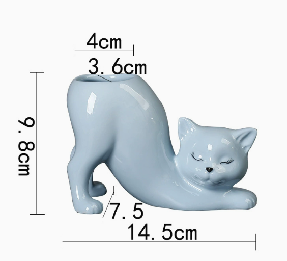 NNEDSZ 2 PCS Blue Cute Cat Ceramic Flower Pot - Decorative Succulent Planter for Home and Office