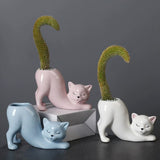 NNEDSZ 2 PCS Blue Cute Cat Ceramic Flower Pot - Decorative Succulent Planter for Home and Office