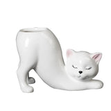 NNEDSZ 2 PCS White Cute Cat Ceramic Flower Pot - Decorative Succulent Planter for Home and Office
