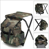 NNEDSZ Camouflage Foldable Backpack with Built-in Chair – Multi-Functional Outdoor Camping Stool Bag