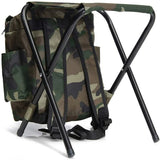 NNEDSZ Camouflage Foldable Backpack with Built-in Chair – Multi-Functional Outdoor Camping Stool Bag