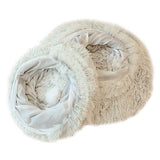 NNEDSZ Rainbow Luxury Plush Cat Bed with Hidden Tunnel - Soft Round Pet Bed for Cats and Small Dogs