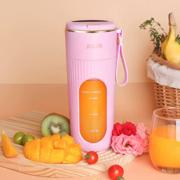 NNEDSZ Pink Portable Mini Blender - White USB Rechargeable Personal Juicer with Straw Gift